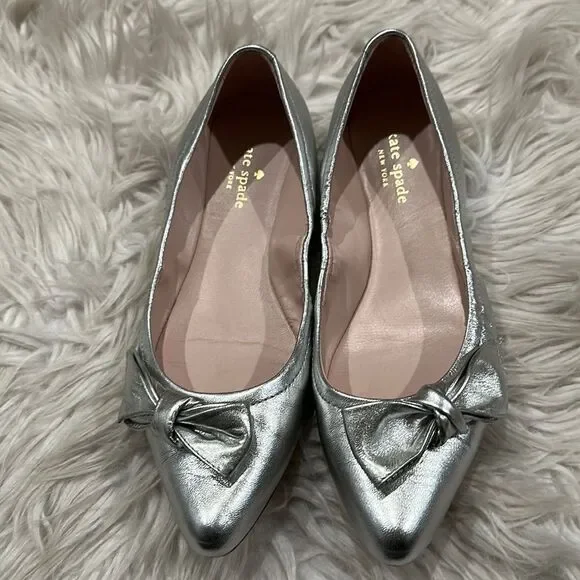 kate spade Shoes Katespade Silver Metallic Suki Flats Sz